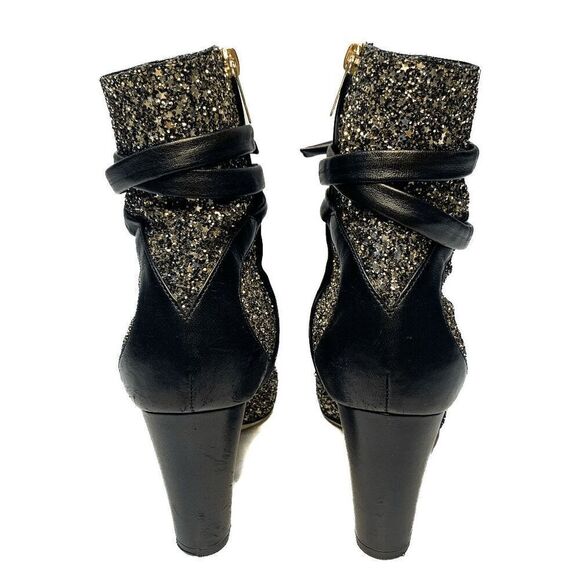 Jimmy Choo Henrietta Silver Glitter Star Leather Trim Ankle Booties EU 36 US 6 - Picture 5 of 10